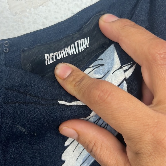 Reformation Bellini Pants Sparrow Print High Rise Crop Straight Leg - Picture 6 of 8